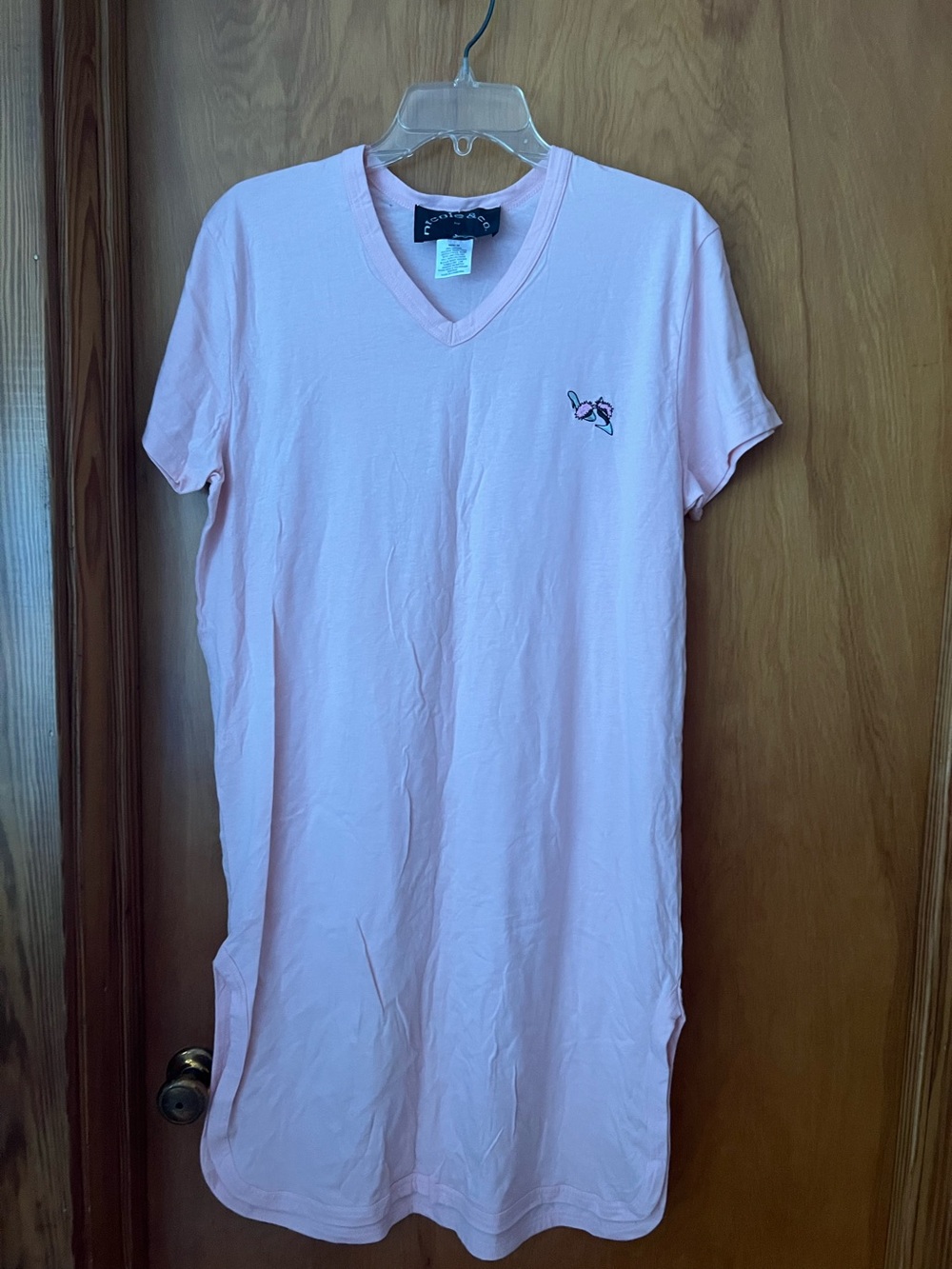 NWT Nicole Miller size medium pink short sleeve night shirt shoe theme